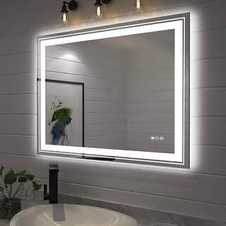 Rectangular Frameless LED Wall Bathroom Vanity Mirror Vertical and Horizontal Hang