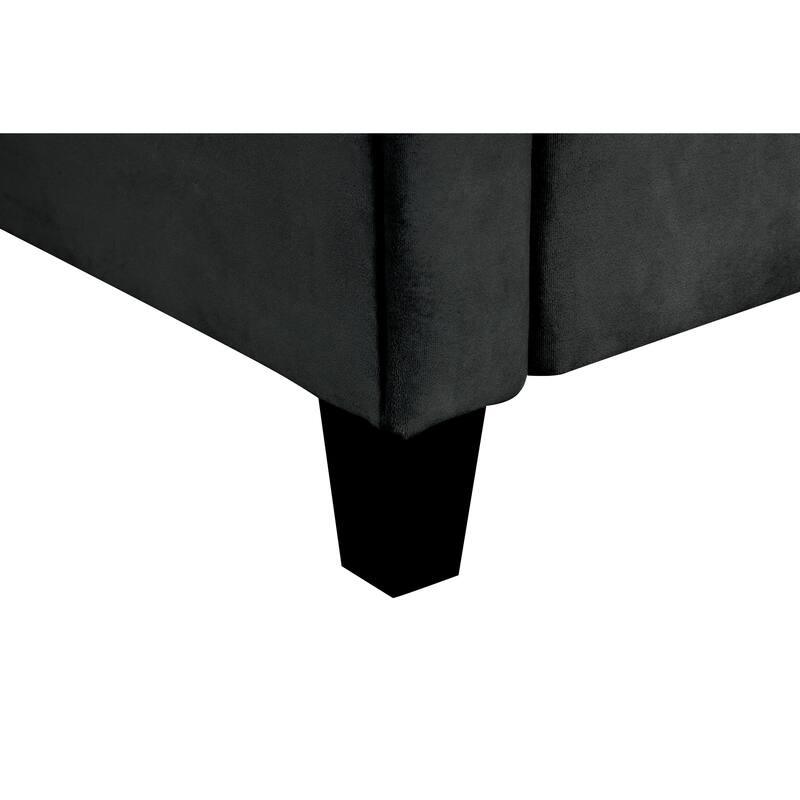Black Velvet Sectional Couch for Small Spaces