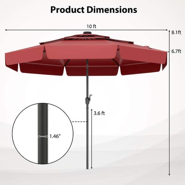 average size of patio umbrella 9ft Motorized Remote Market Umbrella, Blue Michigan Patio Umbrellas - Shock