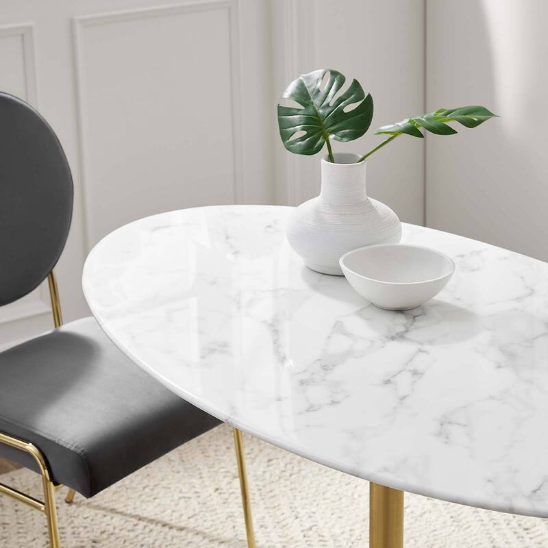 48" Oval Artificial Marble Dining Table