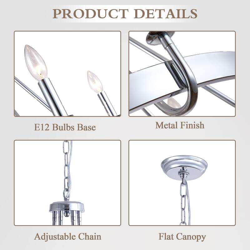 Cusp Barn 28 Inch Farmhouse Wagon Wheel Chandelier, Industrial 6-Light Chrome Round Kitchen Island Pendant Light for Dining Room