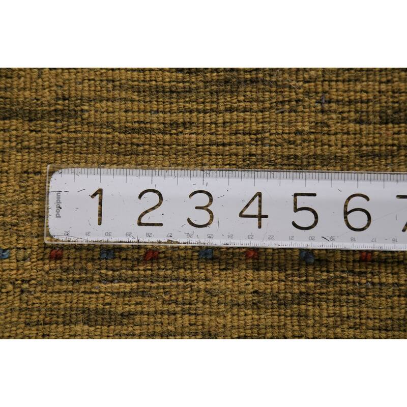 Green Gabbeh Indian Foyer Rug Handmade Wool Carpet - 2'11" x 4'10"