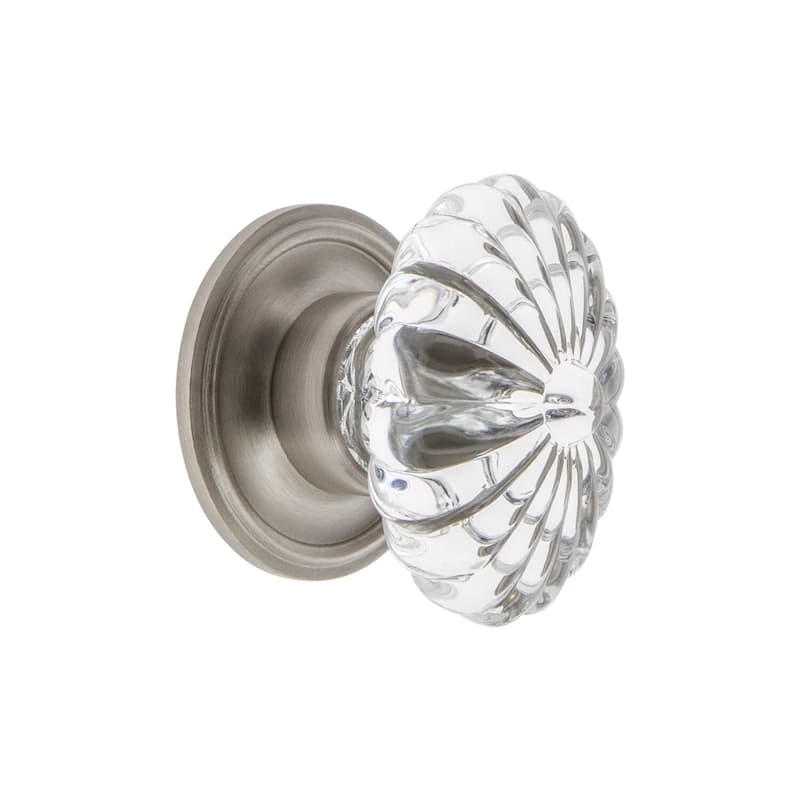 Grandeur BURG-CRYS-KNOB-GEO Burgundy 1-3/4" Vintage Flower Fluted - Satin Nickel
