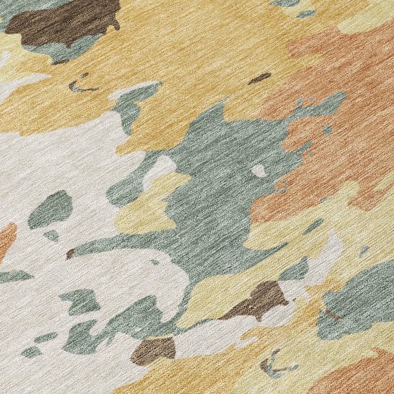 Machine Washable Indoor/ Outdoor Abstract Mexi Chantille Rug