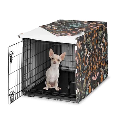 Sweet Jojo Designs Black Boho Wildflower Vintage Floral Girl Dog Crate Kennel Cover 24in. - Orange Teal Botanical Paisley Flower
