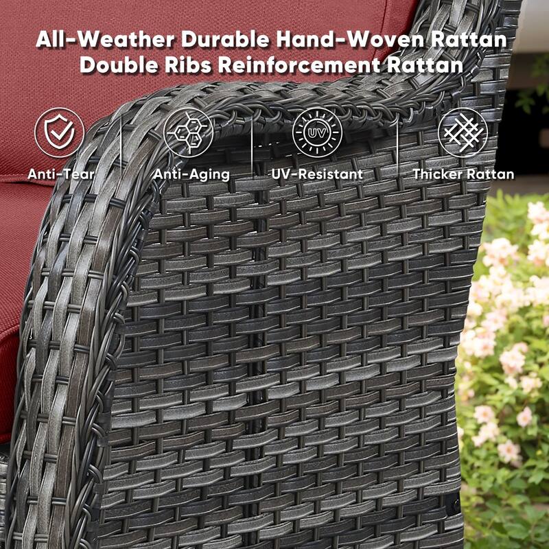 Pocassy Outdoor Wicker Glider Swivel Club Chairs (Set of 2) - Mix Grey