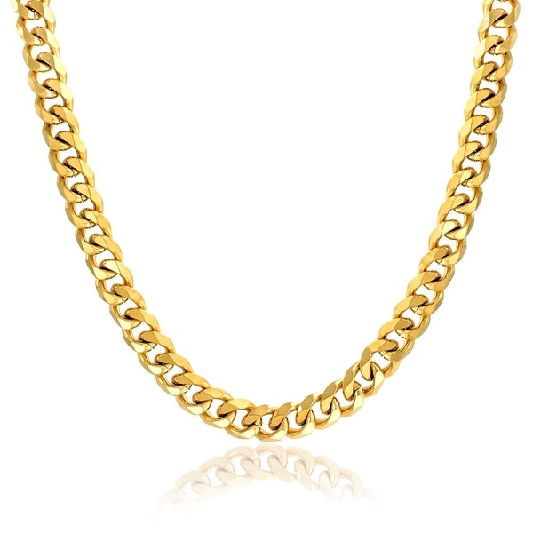 Mens Silver Tone Stainless Steel Heavy Miami Chain Cuban Link Necklace Jewelry