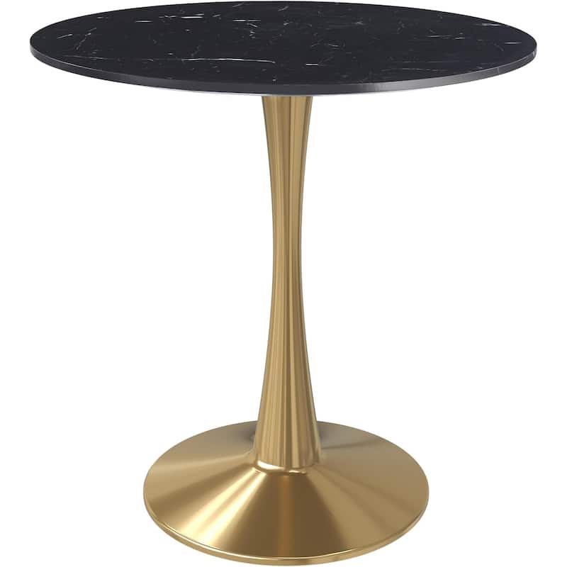 Bristol 40" Modern Round Dining Table with Accent Gold Steel Pedestal Base, Scratch-Resistant and Easy-Care