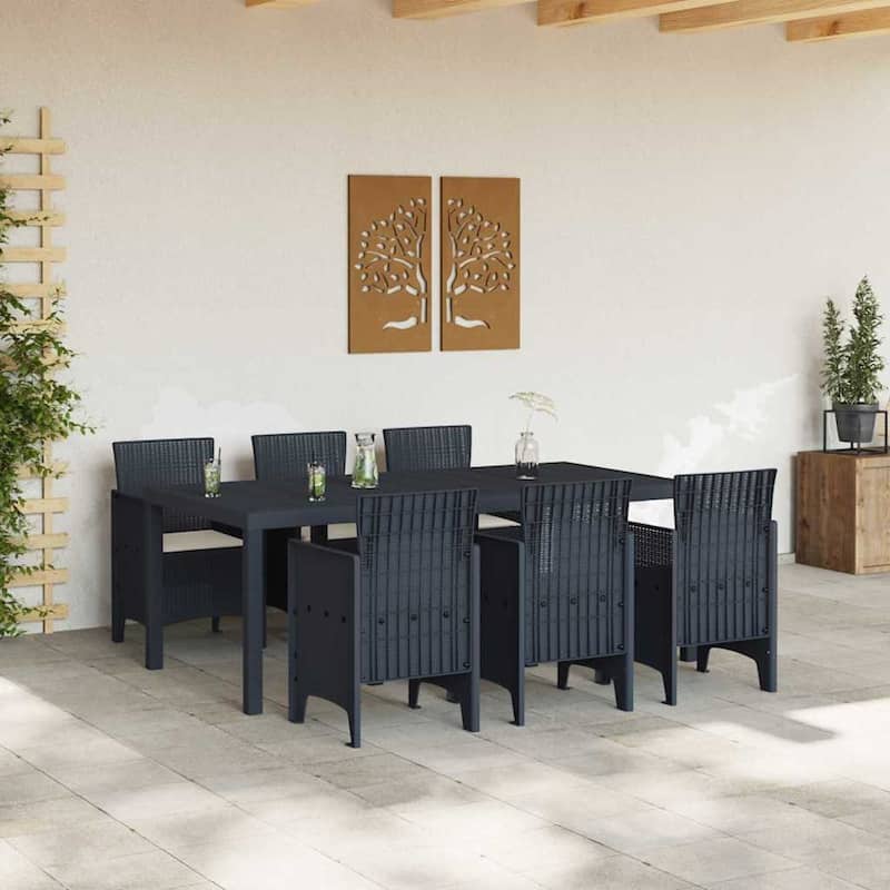 vidaXL Garden Dining Set 7/9 pcs Anthracite/Brown Polt rattan - 200 x 100 x 73 cm