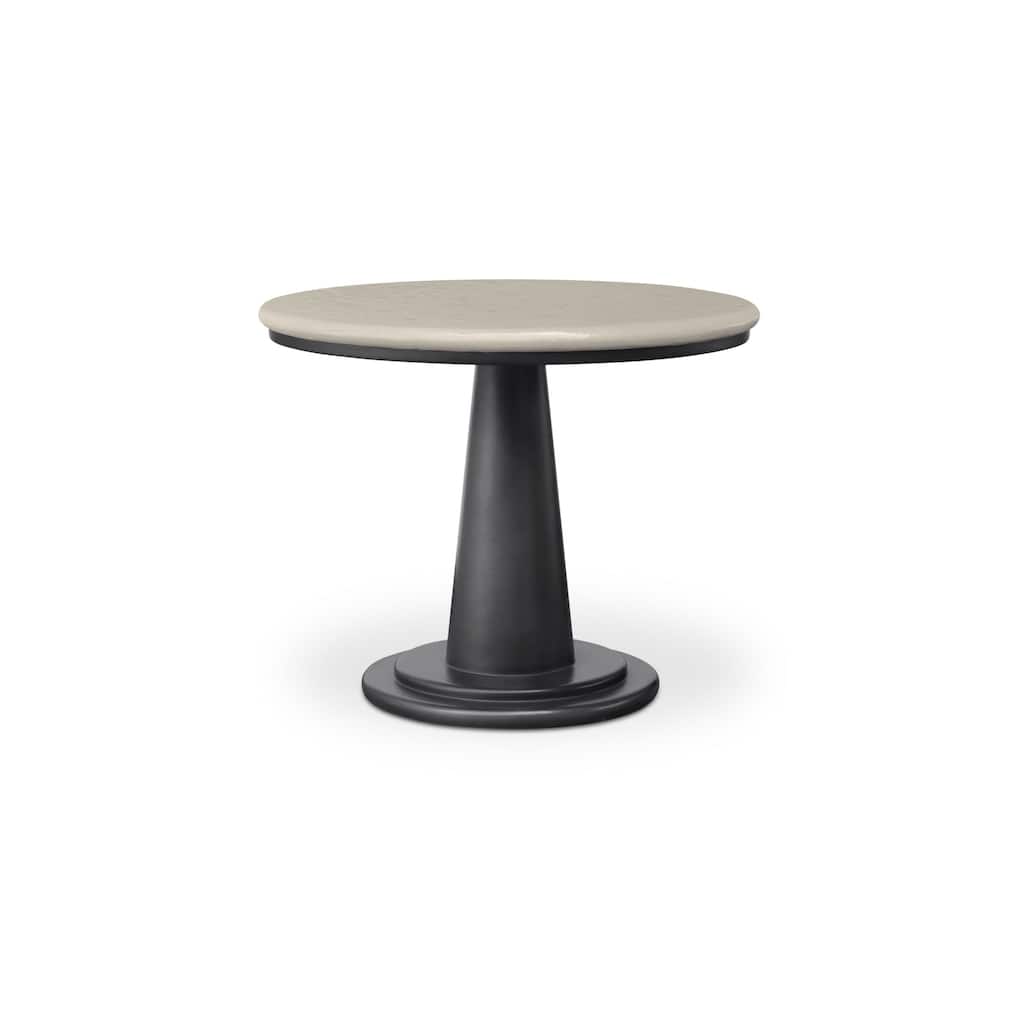Maren Outdoor Dining Table, Round, Concrete, Gloss Top, Tile-Like Texture, Water Resistant, Scratch Resistant, Seats 4, Cream