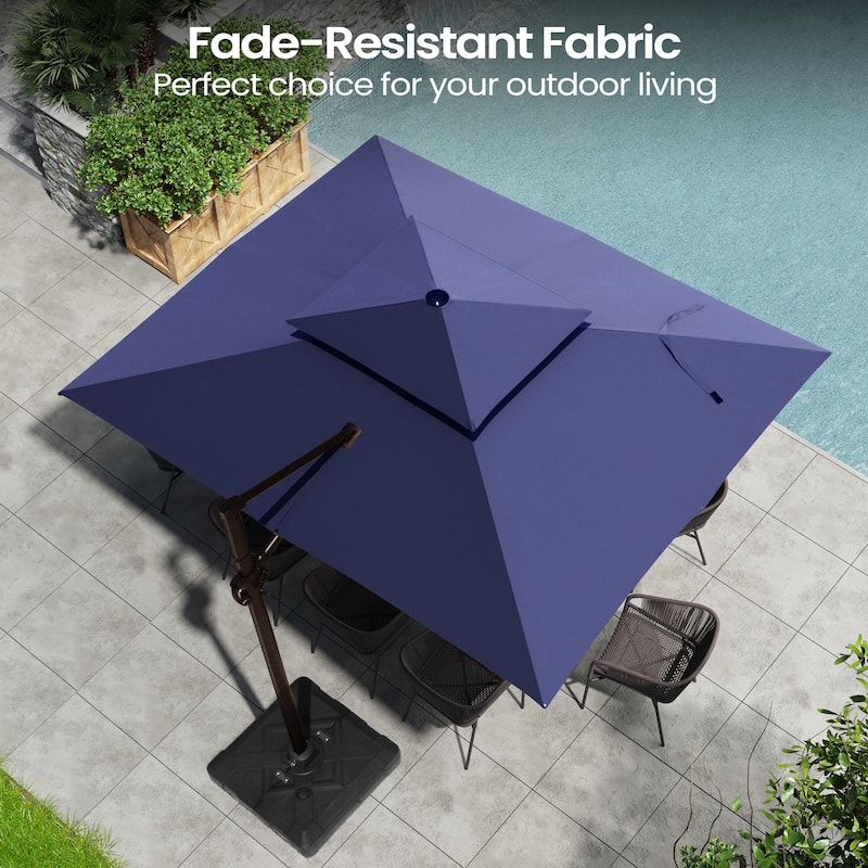 9 FT x 12 FT Outdoor Patio Dual Top Umbrella Cantilever Offset with No Base