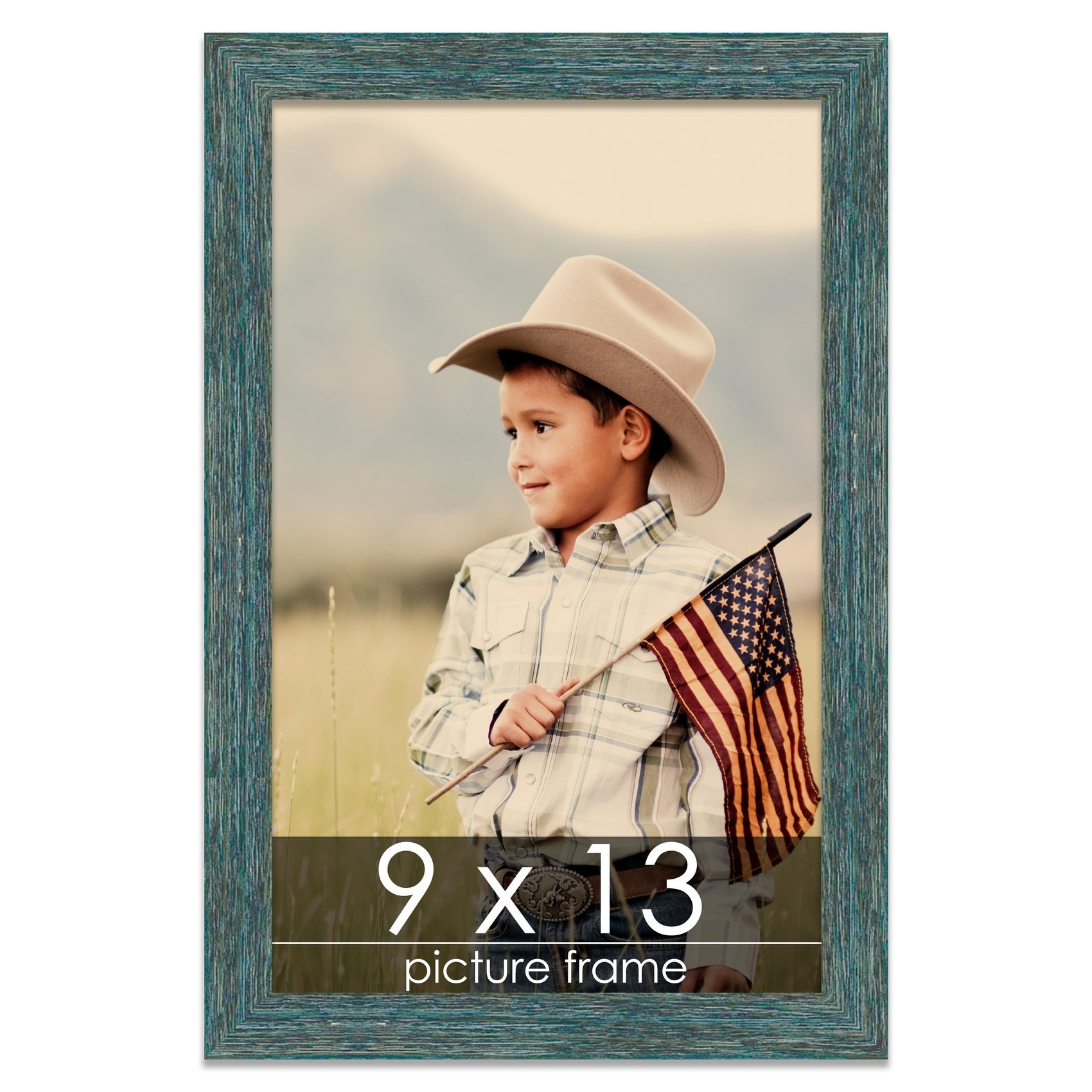6x10 Distressed/Aged Black Complete Wood Picture Frame with UV Acrylic, Foam Board Backing, & Hardware