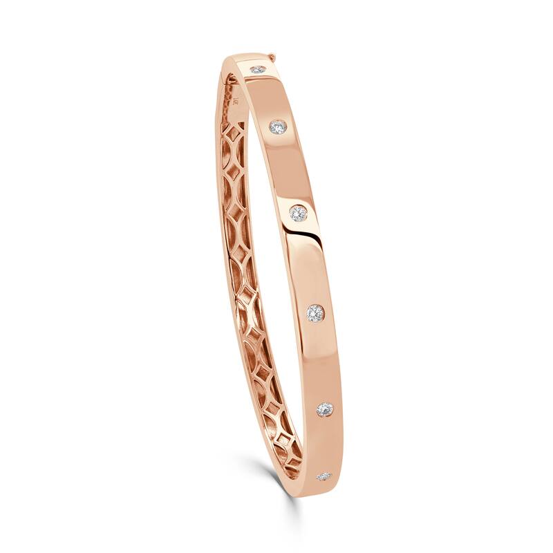 Joelle Collection Diamond Stackable Bangle 1/4 Cttw Bezel Set 14K Gold - White