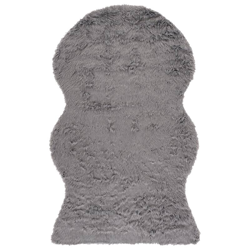 SAFAVIEH, Faux Sheep Idith Shona 2.4-inch Thick Rug - 7' Round - Grey