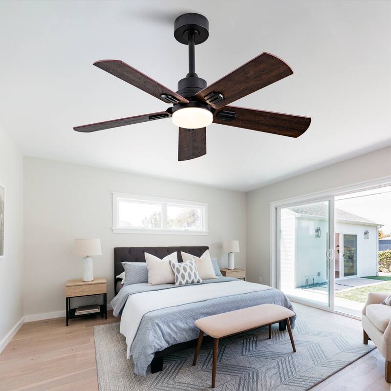 42" Ceiling Fan with Light, Remote Control, Dimmable LED, 6-Speed Quiet DC Motor