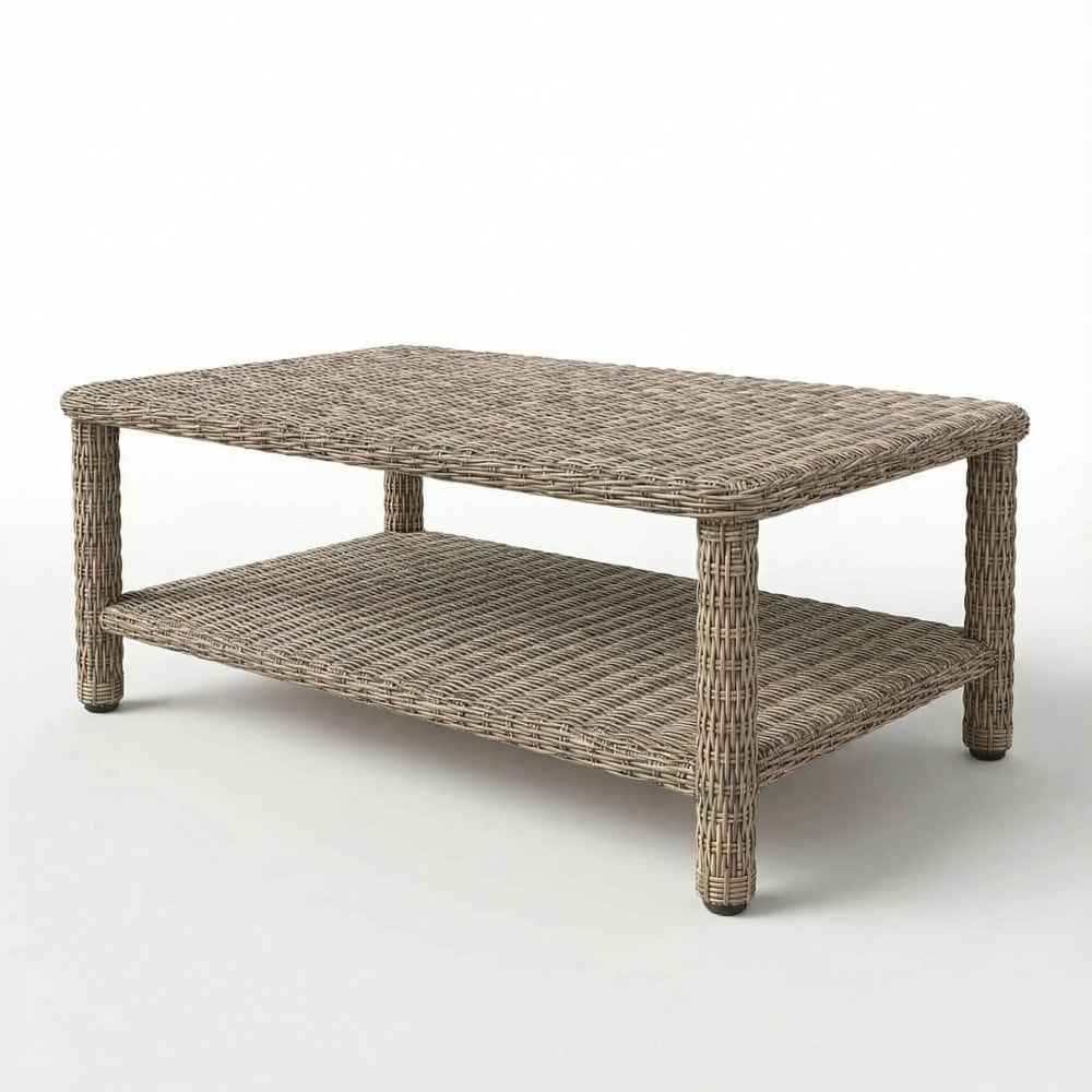 Martha Stewart All-Weather Patio Coffee Table with Lower Storage Shelf - 22"D x 40.5"W x 16.75"H