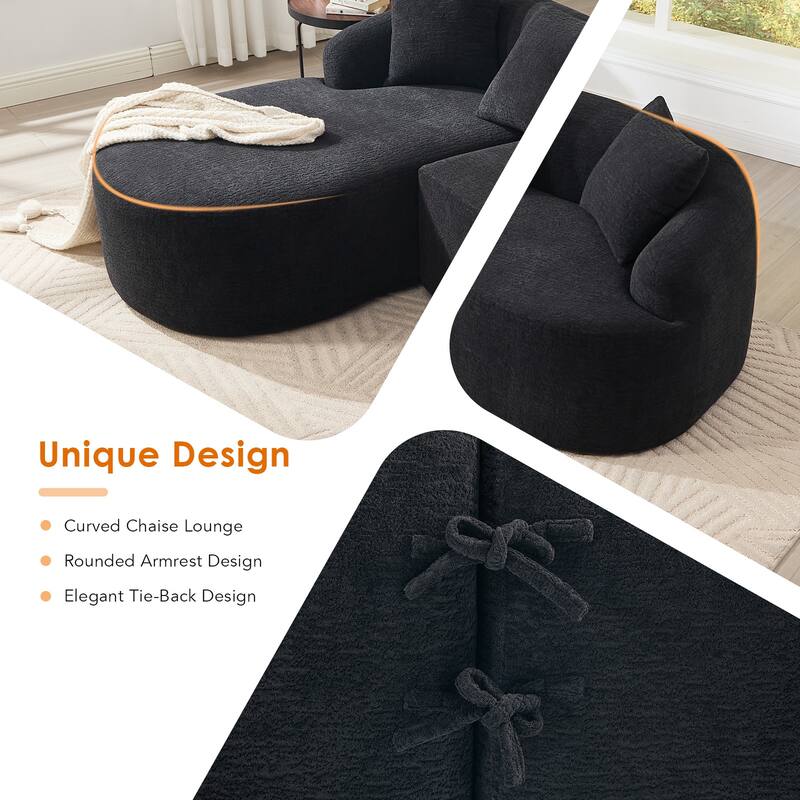 Full Compression Sponge L-Shape Sectional Sofa with Curved Chaise
