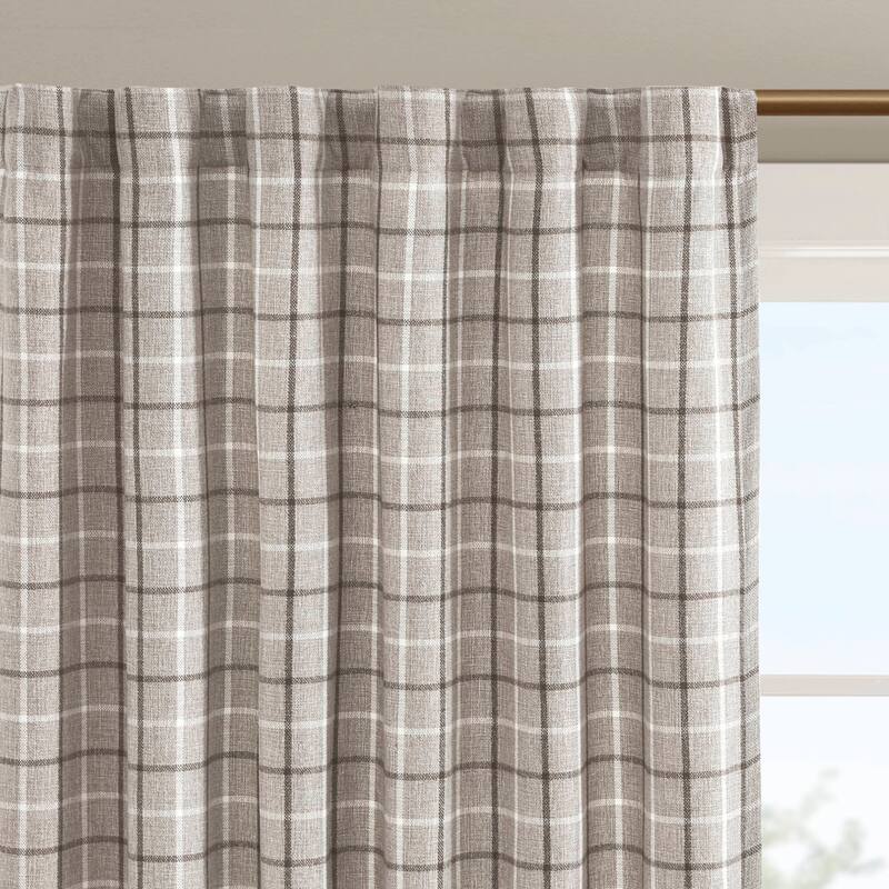 Plaid Rod Pocket and Back Tab Curtain Panel