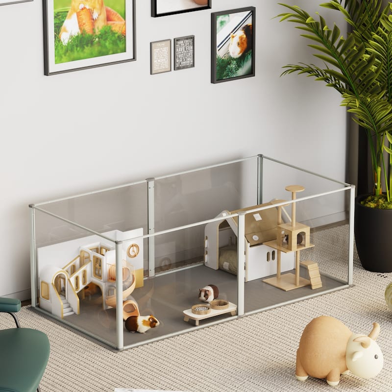 Acrylic Dog Playpen Fence Exercise Play Pen for Cats, Puppies, Rabbits - 49"x25"x16"