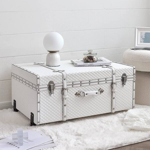 Texture® Brand Trunk - Diamond by DormCo - 29"L x 20"W x 14"H - White