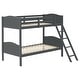 preview thumbnail 6 of 6, Twin over Twin Bunk Bed with Camelback Headboard & Guardrails, Grey