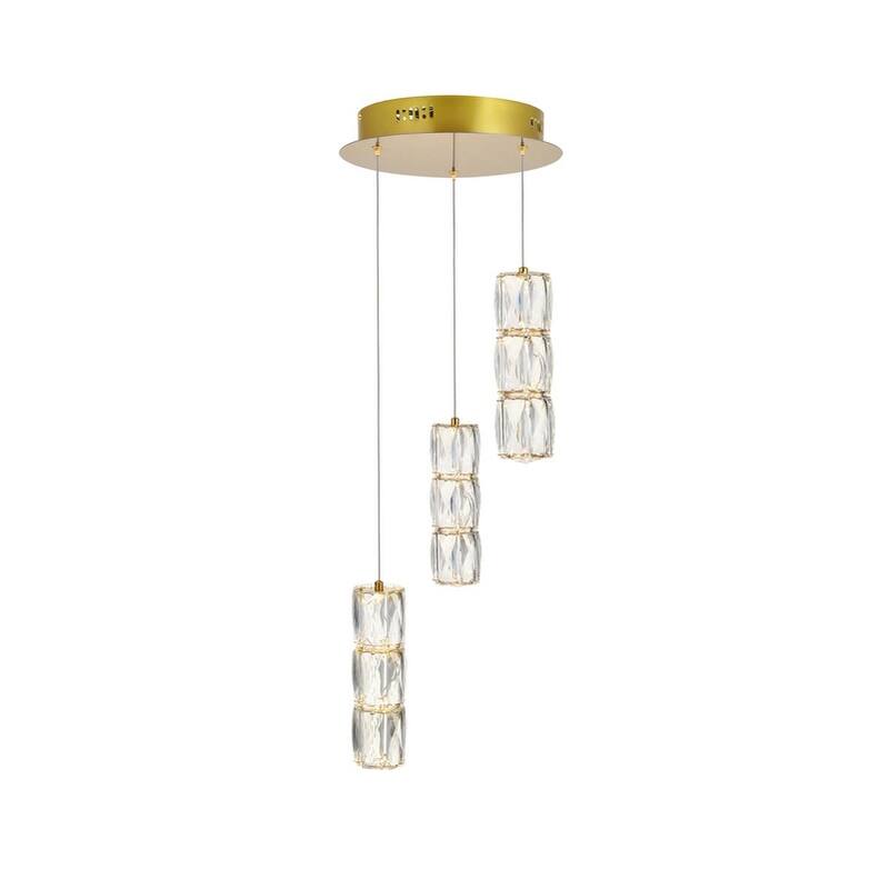 Elegant Lighting Polaris 3 Light 12" Wide LED Crystal Multi Light - Gold