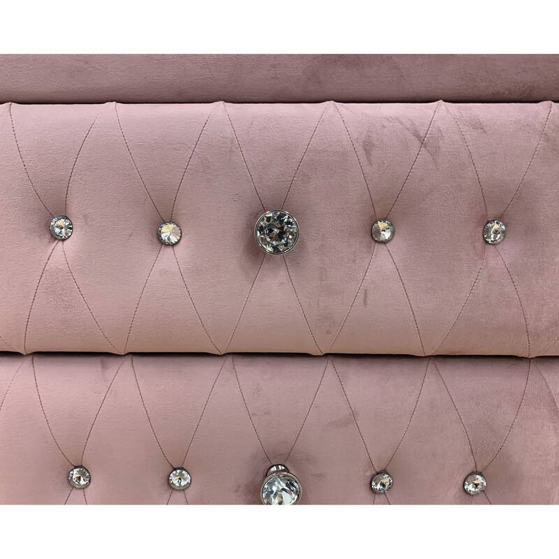 4-Drawer Upholstered Vertical Chest with Diamond Tufted Drawers for Bedroom, Living Room