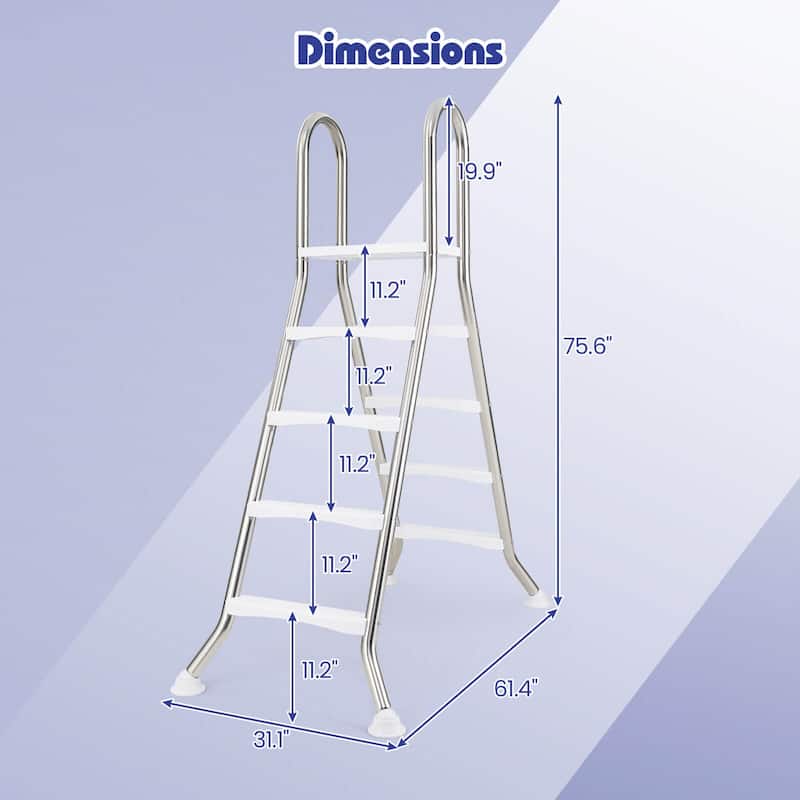 Costway 75.6" Above Ground Pool Ladder with Top Platform Non-slip - See Details
