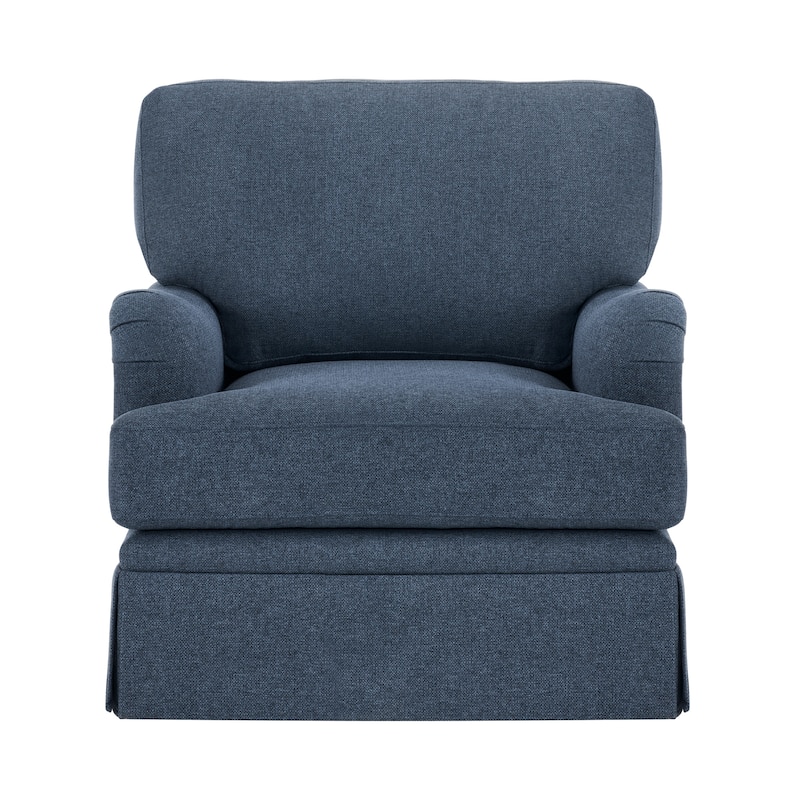 LUE BONA Deep Seat Single Sofa Fabric Swivel Armchair, Single-Seater Living Room Accent Chair - Navy Blue