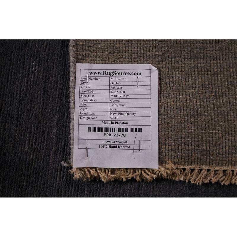 Grays & Blues Gabbeh Modern Area Rug Hand-Knotted Wool Carpet - 5'3" x 7'10"
