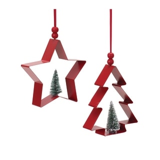 Star And Pine Tree Cookie Cutter Ornament (set Of 6) - 4 X 1 X 4.75 