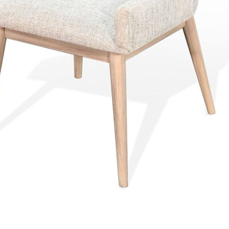 Livvy Low Back Dining Chair Set of 2, Light Gray Fabric, Wheat Brown Wood