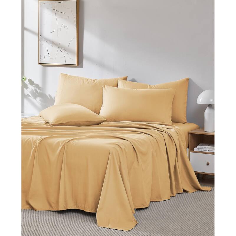 Vilano 6-piece Ultra Soft Extra Deep Pocket Bed Sheet Set - Gold - California King
