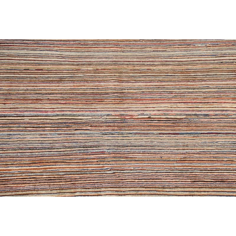 Striped Modern Gabbeh Kashkoli Oriental Area Rug Handmade Wool Carpet - 4'9" x 6'6"
