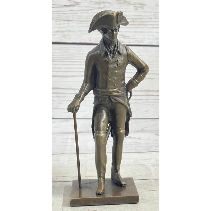 Frederick The Great Of Prussia Bronze Sculpture Statue Figure On Marble Base