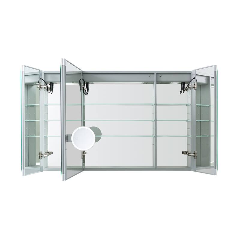 Medicine Cabinet With Light 48W x 32H x 5D Triple Door - 48"x32" - Clear - 48"x32" - Glass Finish