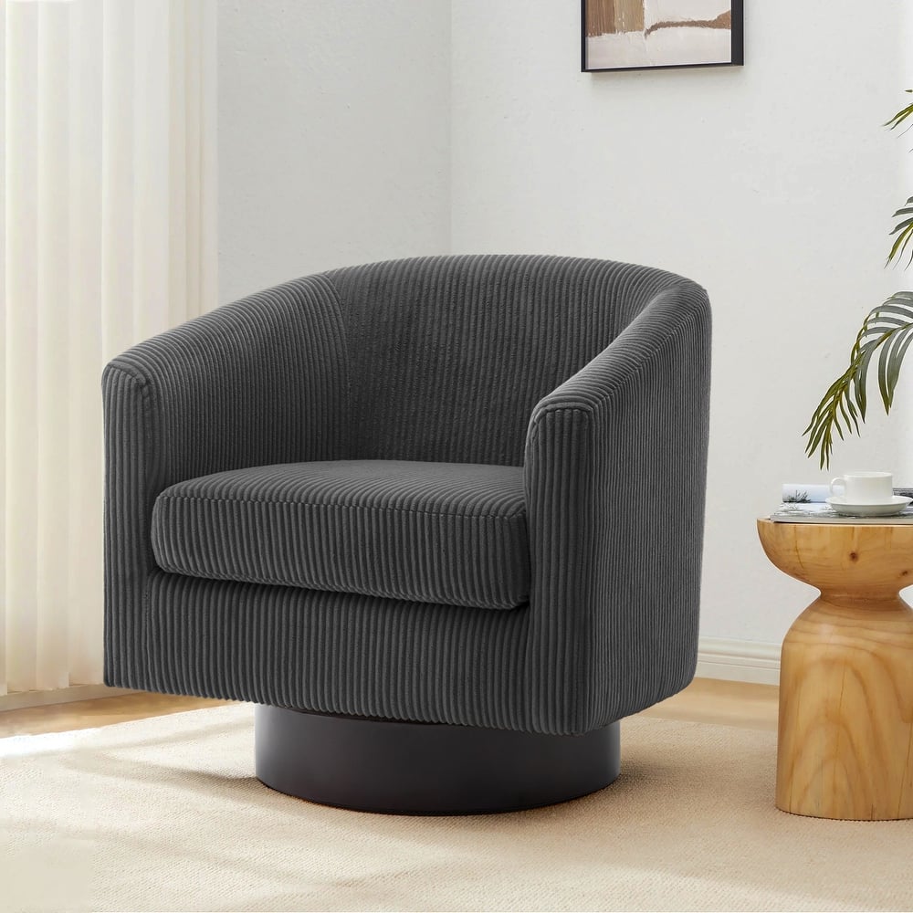 Corduroy Upholstered Swivel Barrel Chair