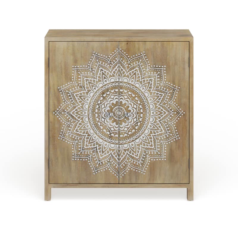 Brown Wood Bohemian Cabinet 36 x 32 x 14