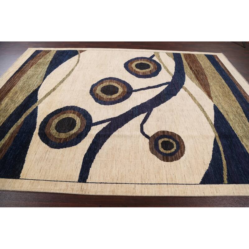 Contemporary Oriental Abstract Living Room Area Rug Wool Hand-knotted - 8'6" x 11'7"