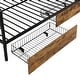 preview thumbnail 7 of 9, Black Full Size Metal Frame Platform Bed with Clothes Rack, Kids Bed with Storage Shelves and 2 Drawers