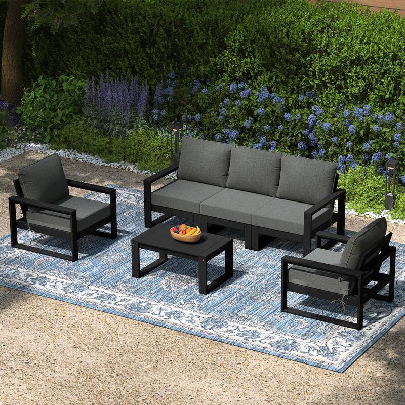 Endless Patio Sectional 6-Piece Deep Seating Set with Black Frame
