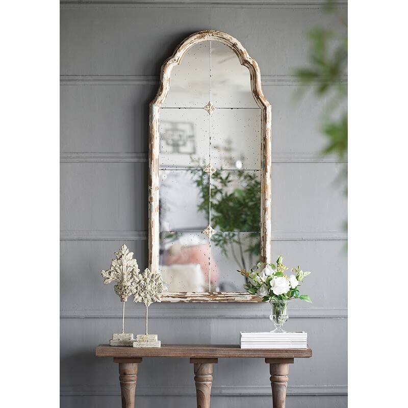 22" x 48" Large Cream & Gold Framed Wall Mirror