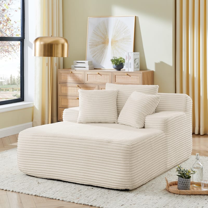 Roomfitters Velvet Lounge Chair No Assembly Required, Fluffy Single Lazy Sofa for Living Room and Bedroom