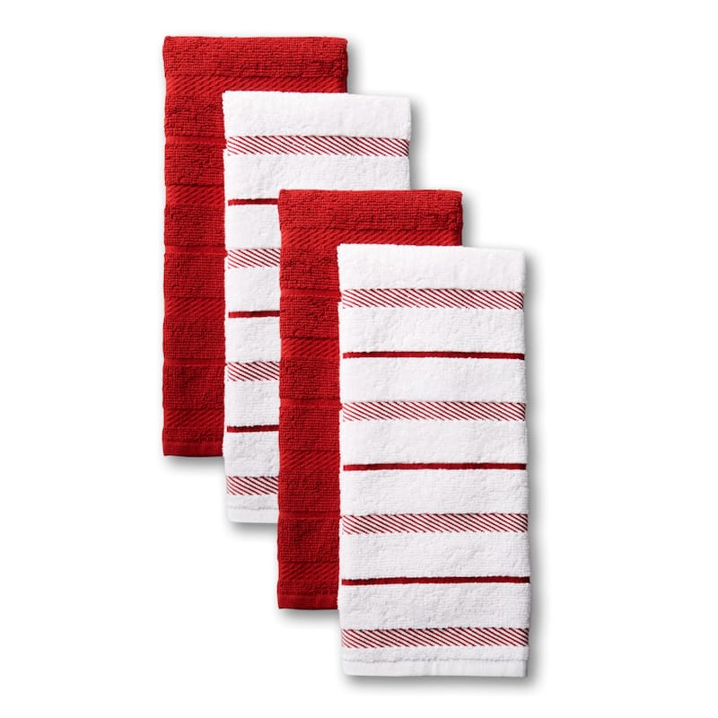 KitchenAid Albany Kitchen Towel Set, Set of 4 - 16"x26" - Passion Red