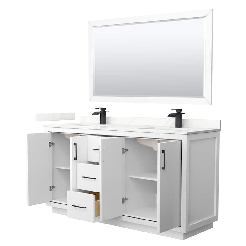 Icon 66-inch Double Vanity, Quartz Top, 58-inch Mirror