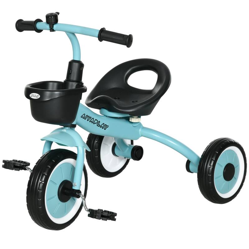 Toddler Tricycle with Adjustable Seat, Fun Bell, Basket, and EVA Wheels for Kids 2-5 Years