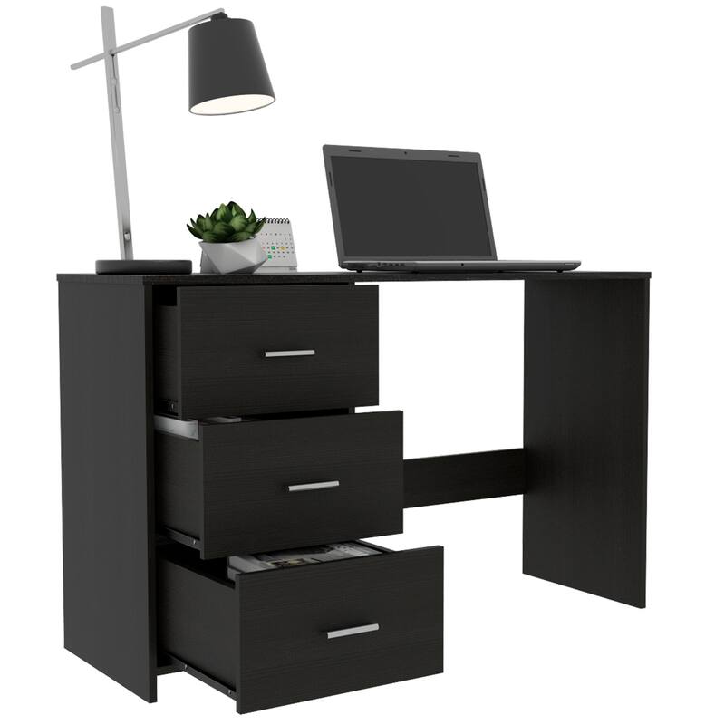 FM Furniture Berlin 3-Drawer Desk with Metal Handles