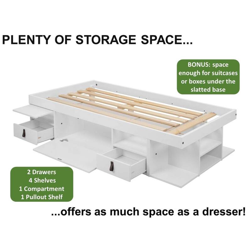 Copper Grove Rivne Storage Platform Bed with Drawers and Shelves