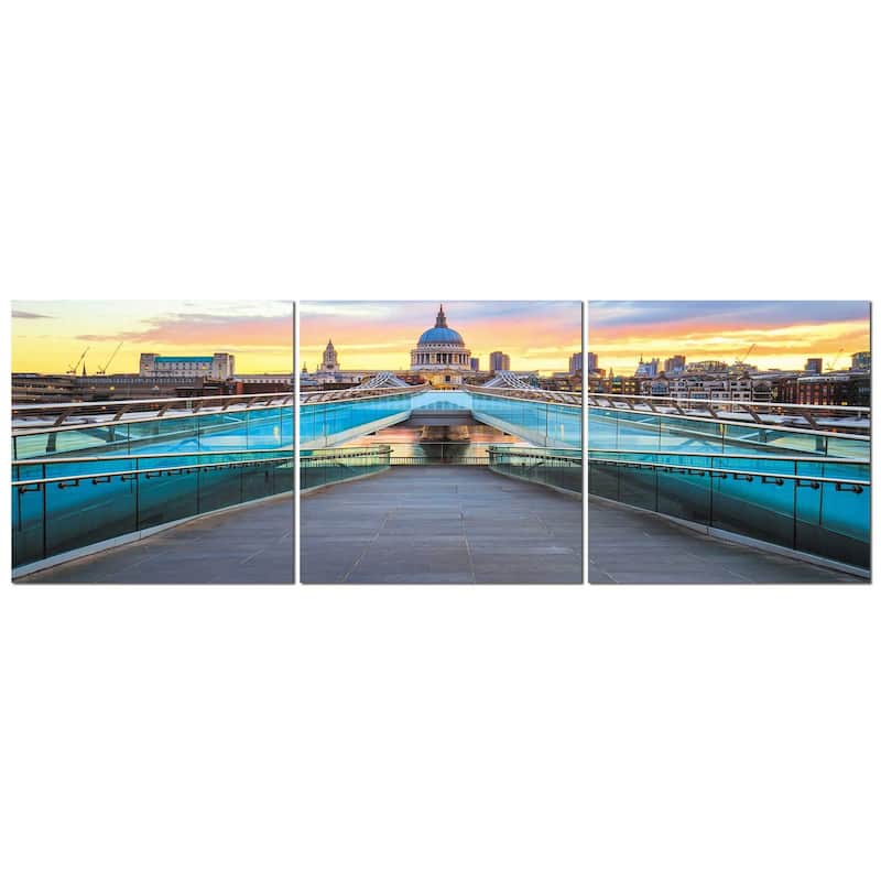 HomeRoots Set of Three Blue Gray And Yellow Acrylic Square Hanging Wall Decor