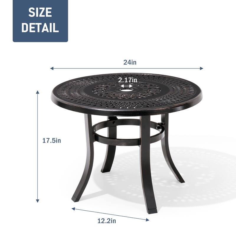Outdoor Round Cast Aluminum Small Table with Umbrella Hole